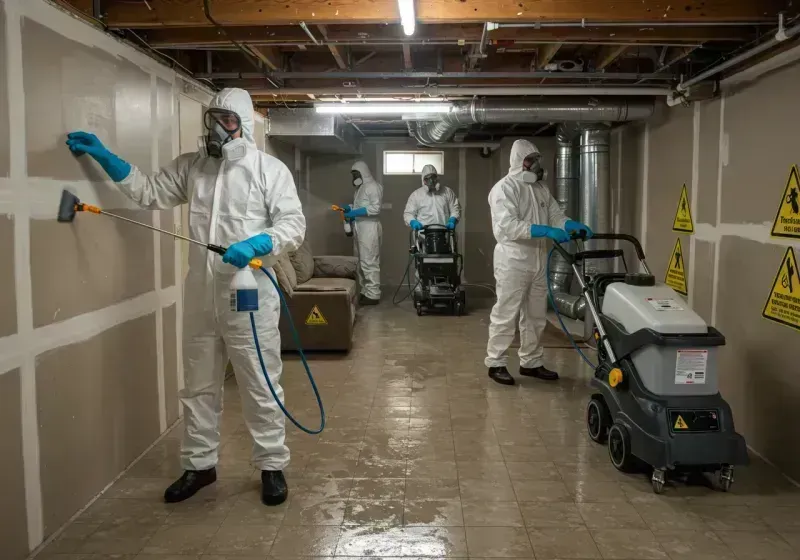 Basement Moisture Removal and Structural Drying process in Wentworth, NC